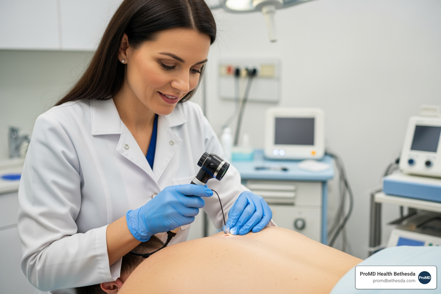 dermatologist performing a skin check - dermatologist bethesda