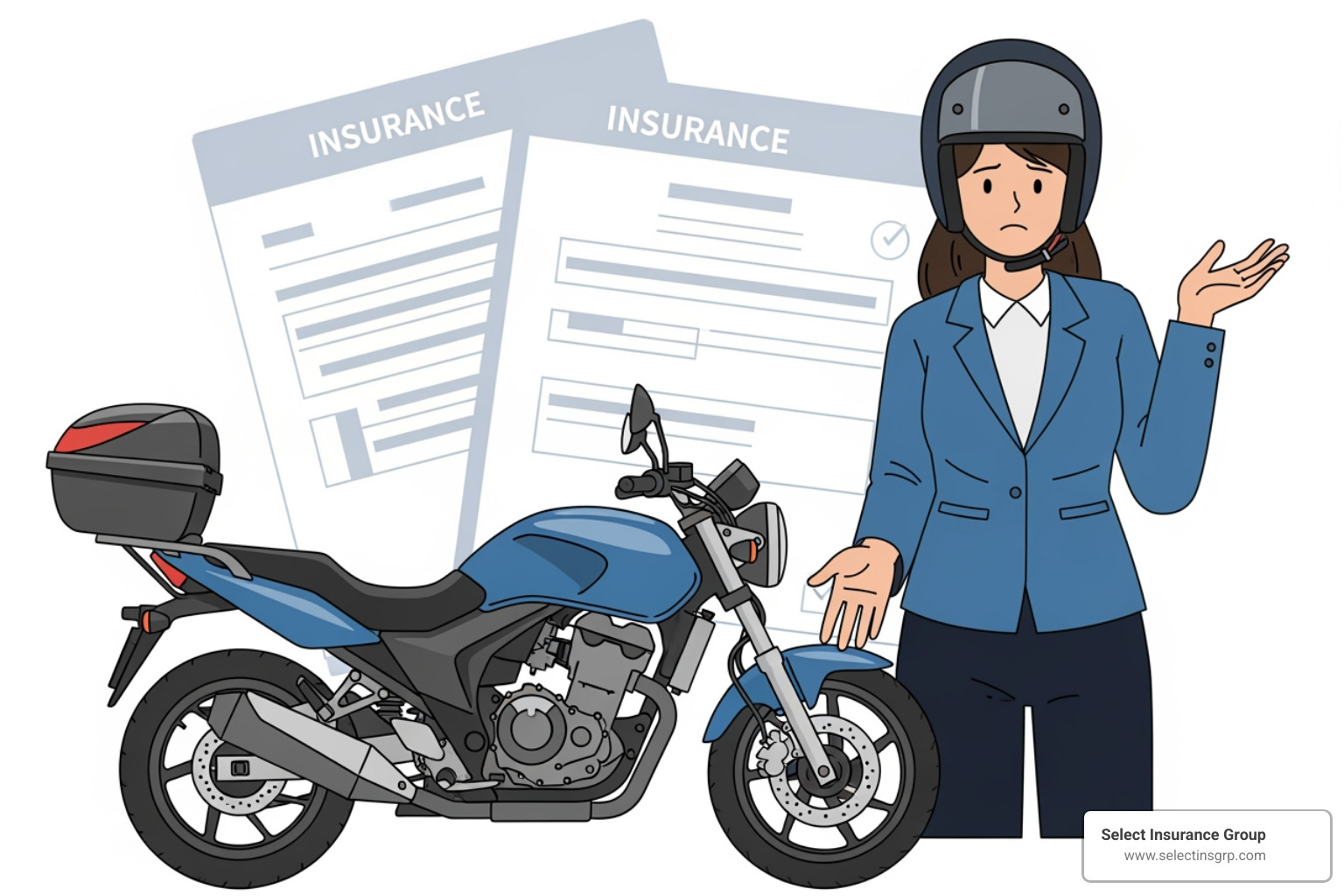owner reviewing insurance documents - motorcycle insurance without license