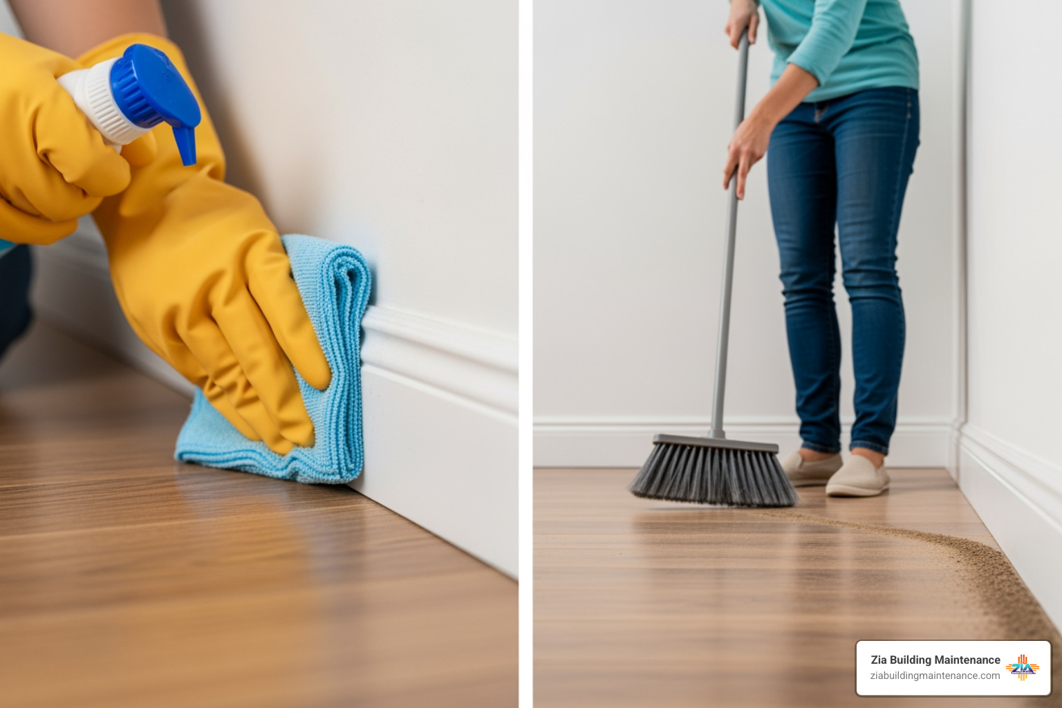 Comparison of detailed baseboard cleaning versus standard sweeping - deep cleaning services albuquerque Comparison of detailed baseboard cleaning versus standard sweeping - deep cleaning services albuquerque