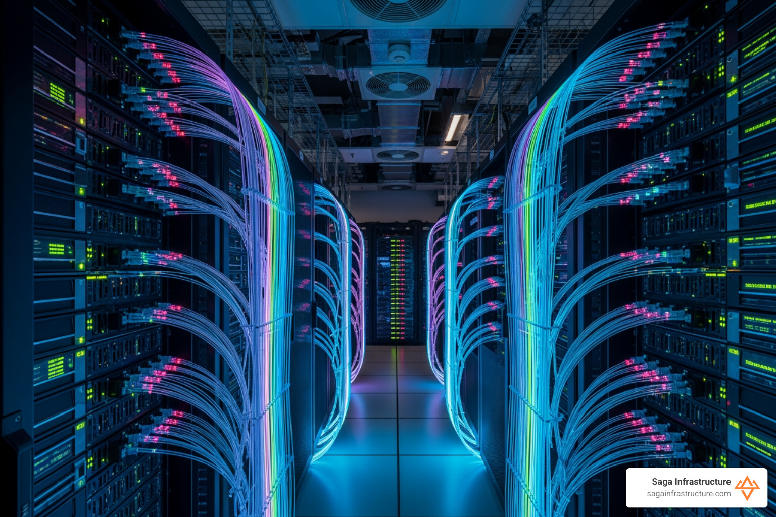fiber optic cables and high-tech data centers representing modern digital infrastructure - investment in infrastructure