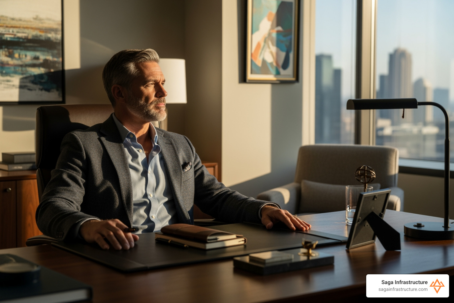 founder reflecting in office - selling family business