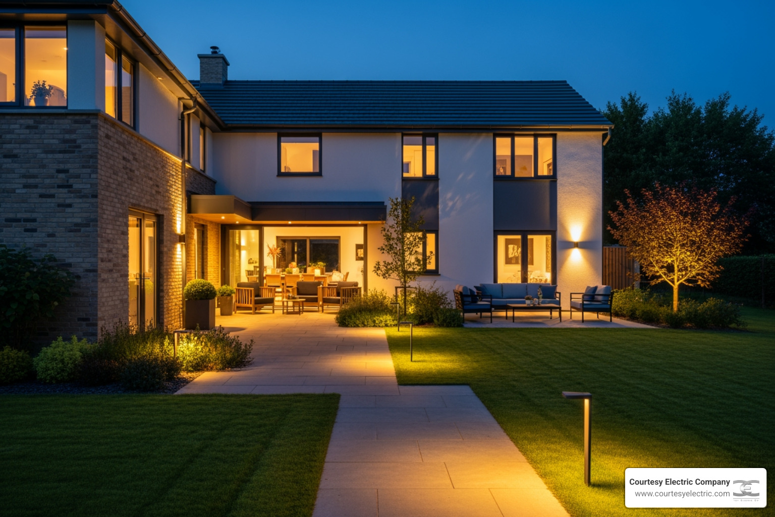 Infographic showing the benefits of professional landscape lighting, including enhanced curb appeal, increased safety, improved security, and extended outdoor living space. The infographic uses simple icons to represent each benefit, such as a house with glowing lights, a person walking safely on a lit path, a spotlight deterring a shadowy figure, and a family enjoying an illuminated patio. - landscape lighting in winter park co Infographic showing the benefits of professional landscape lighting, including enhanced curb appeal, increased safety, improved security, and extended outdoor living space. The infographic uses simple icons to represent each benefit, such as a house with glowing lights, a person walking safely on a lit path, a spotlight deterring a shadowy figure, and a family enjoying an illuminated patio. - landscape lighting in winter park co