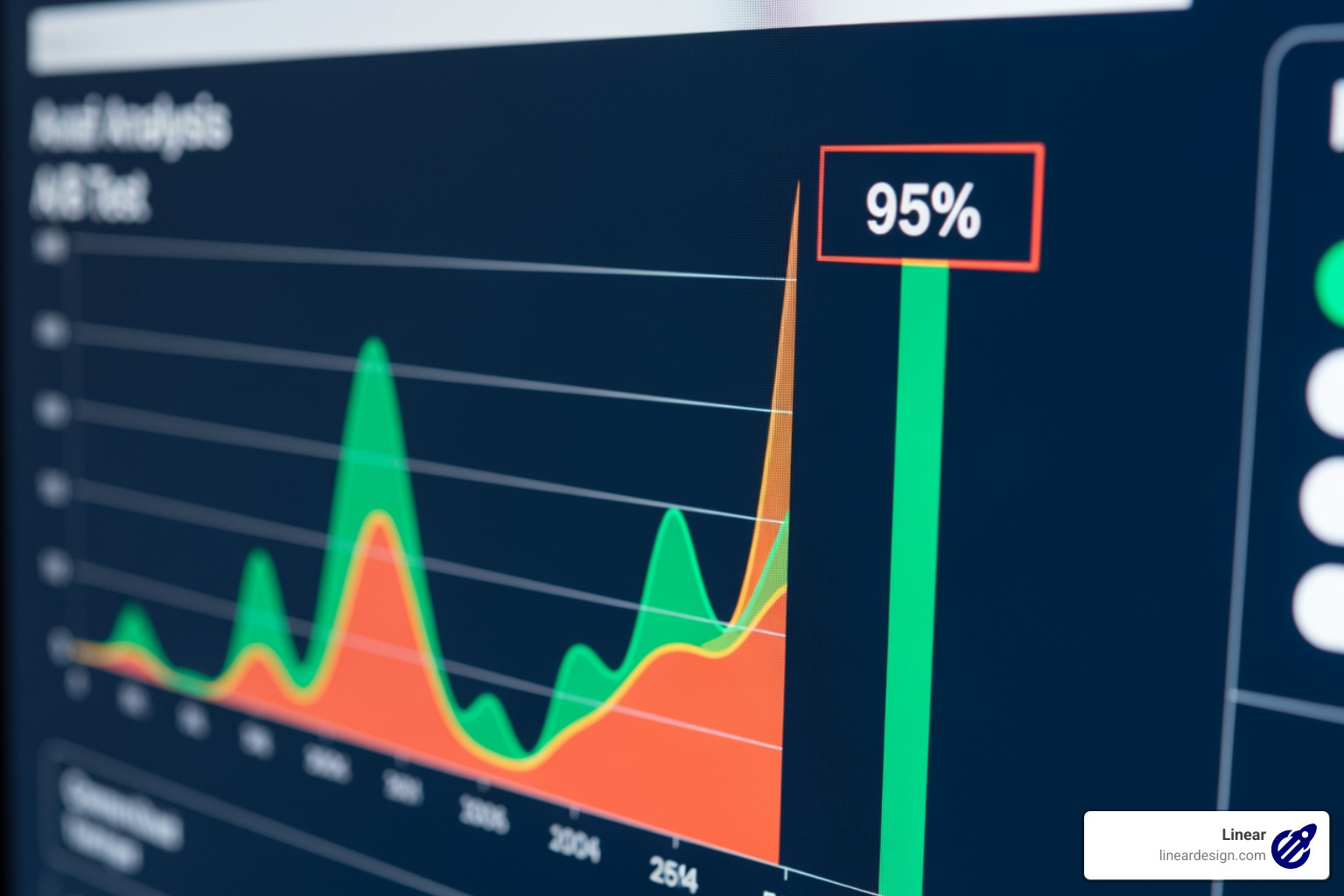 A statistical significance calculator showing a 95% confidence level for an A/B test - facebook ad split testing