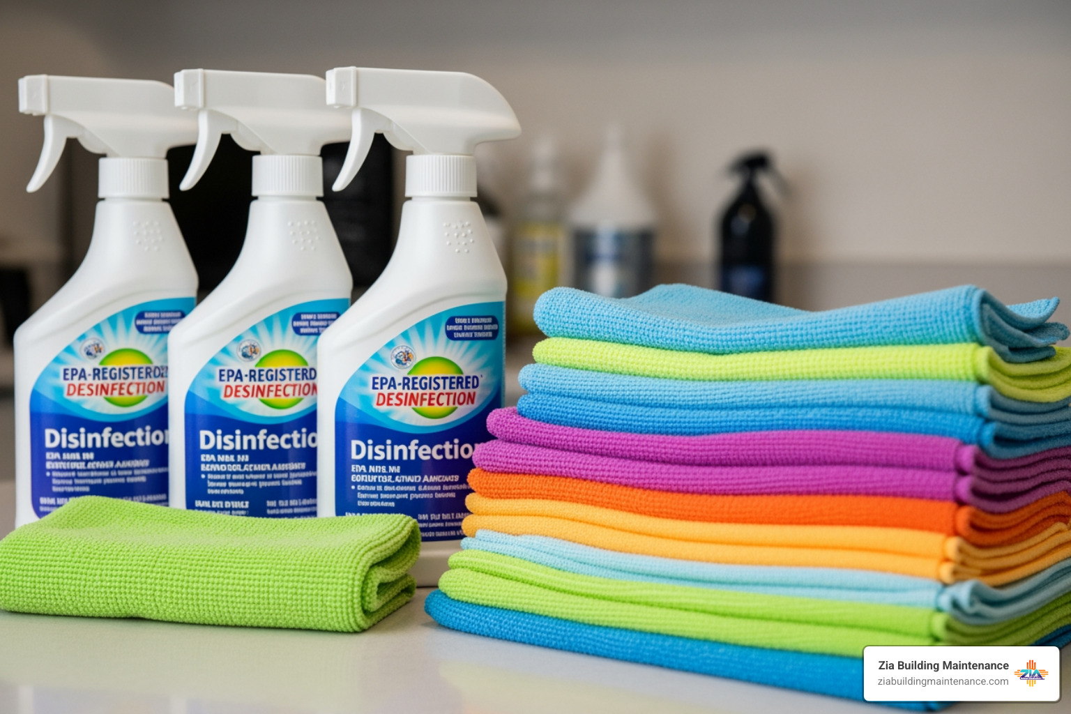 cleaning supplies including EPA-registered disinfectants and microfiber cloths - High-touch surface cleaning cleaning supplies including EPA-registered disinfectants and microfiber cloths - High-touch surface cleaning