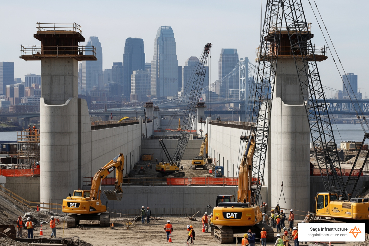 massive flood barrier construction site - Heavy civil construction
