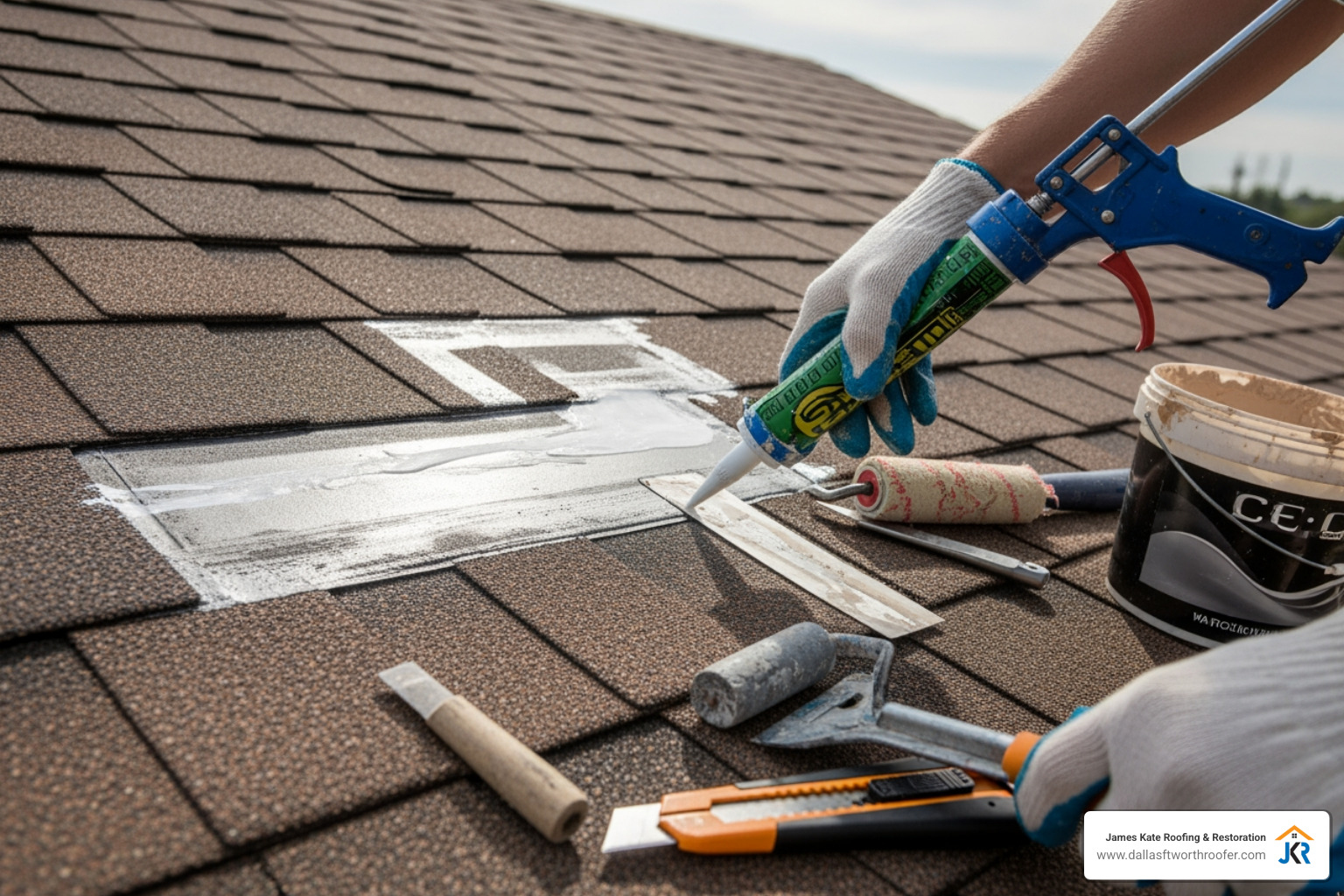Comparison of a single cracked shingle suitable for a patch versus a large area of curled balding shingles that require full replacement - roof patch Comparison of a single cracked shingle suitable for a patch versus a large area of curled balding shingles that require full replacement - roof patch