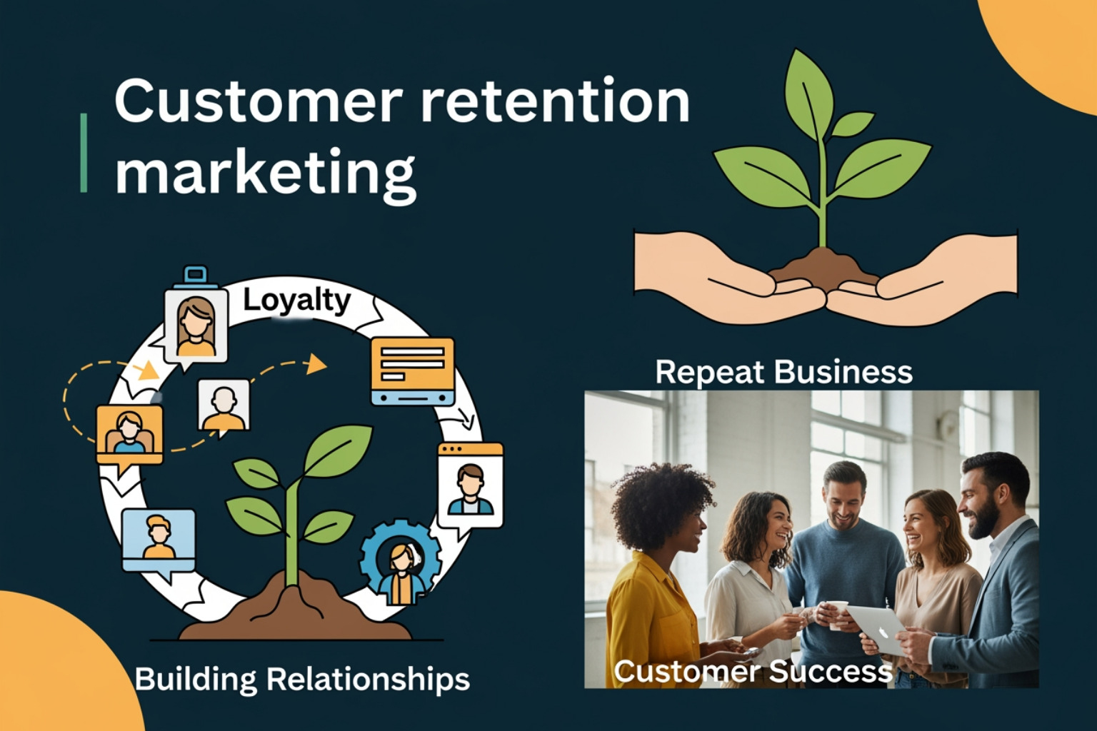 marketing ROI chart showing the compounding growth of revenue from retained customers over a 12-month period - Customer retention marketing