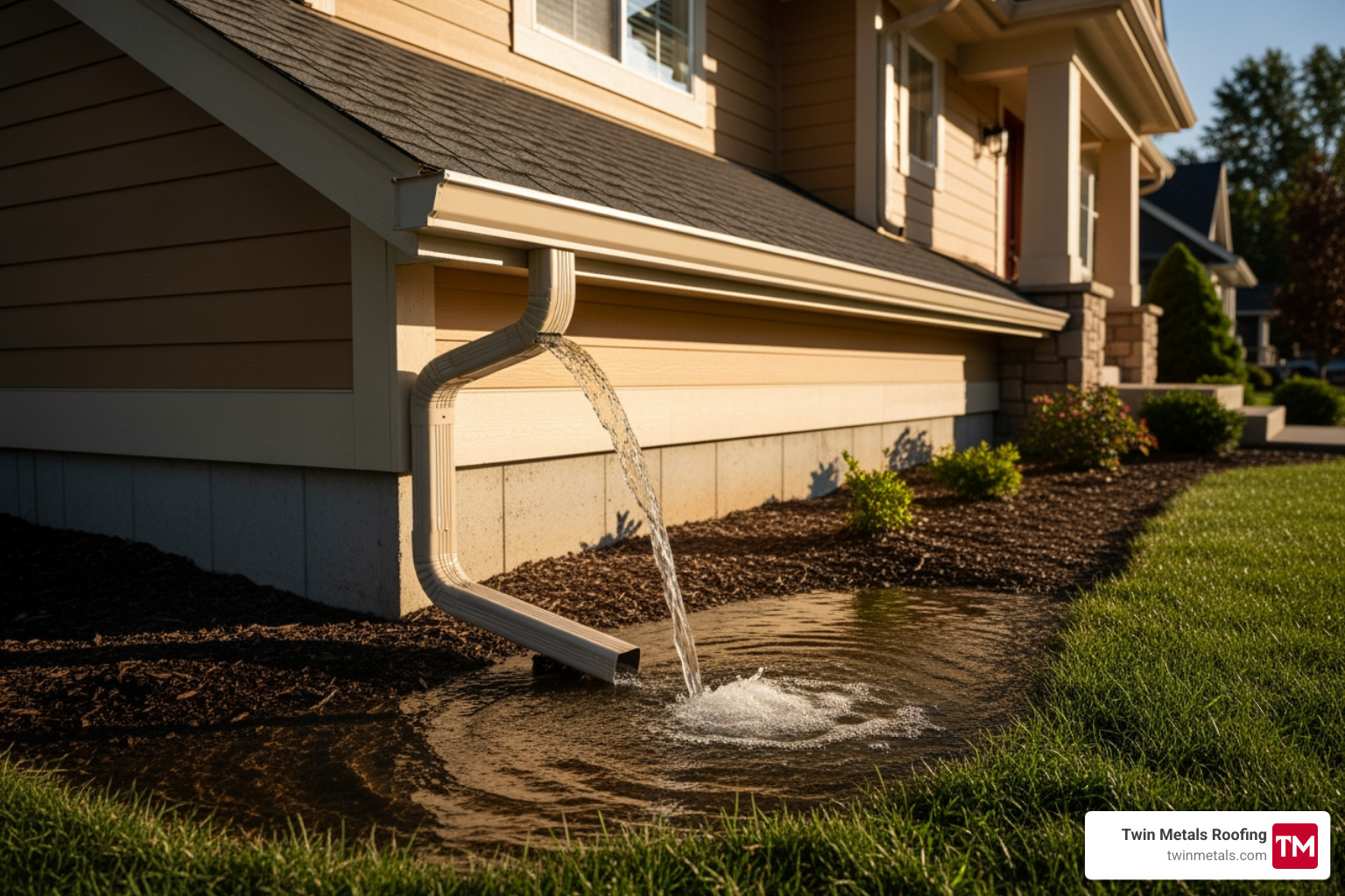 Seamless gutters directing water away from a foundation - Gutter installation Braintree MA Seamless gutters directing water away from a foundation - Gutter installation Braintree MA