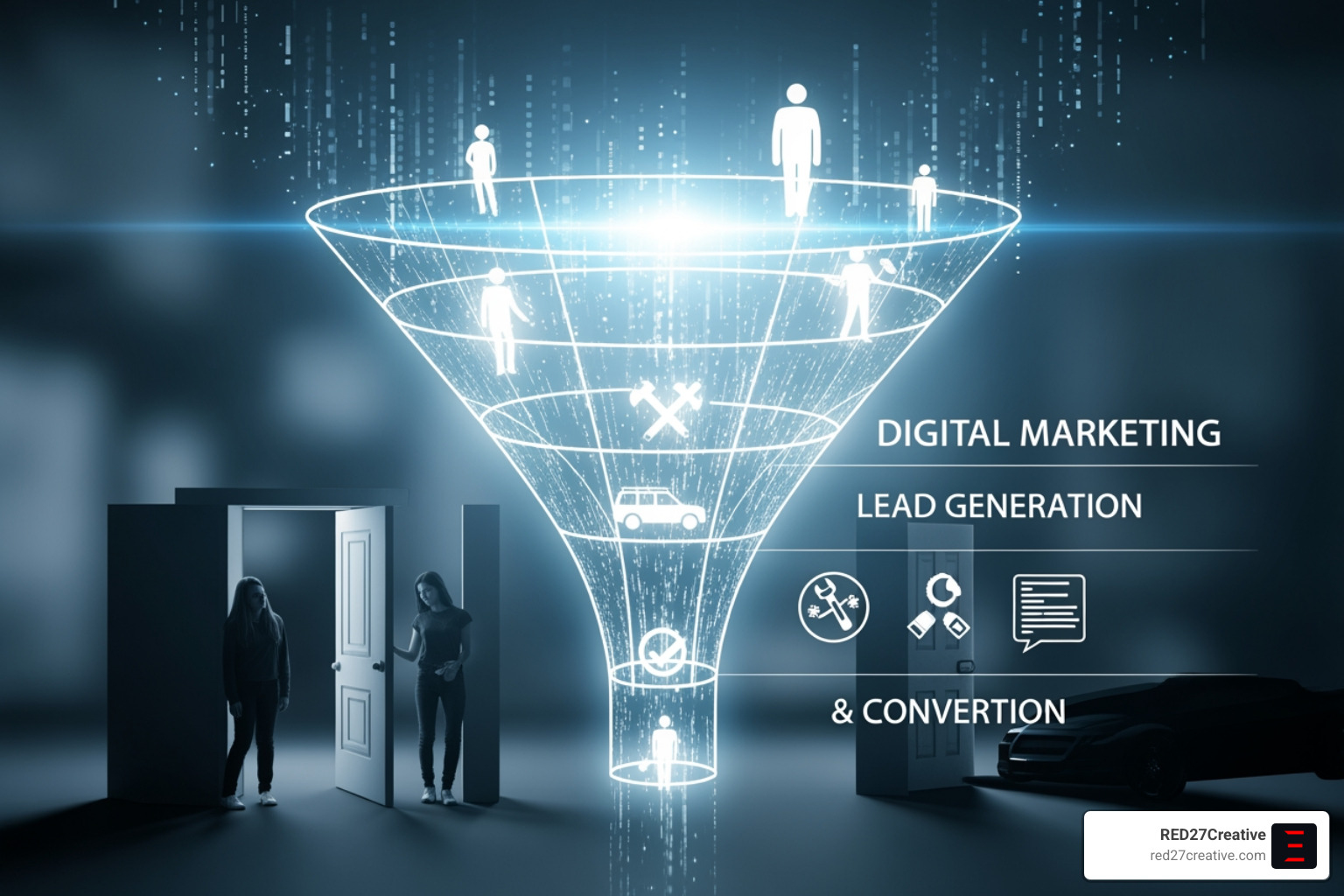 Digital marketing funnel showing lead flow and conversion stages - business lead generation company Digital marketing funnel showing lead flow and conversion stages - business lead generation company