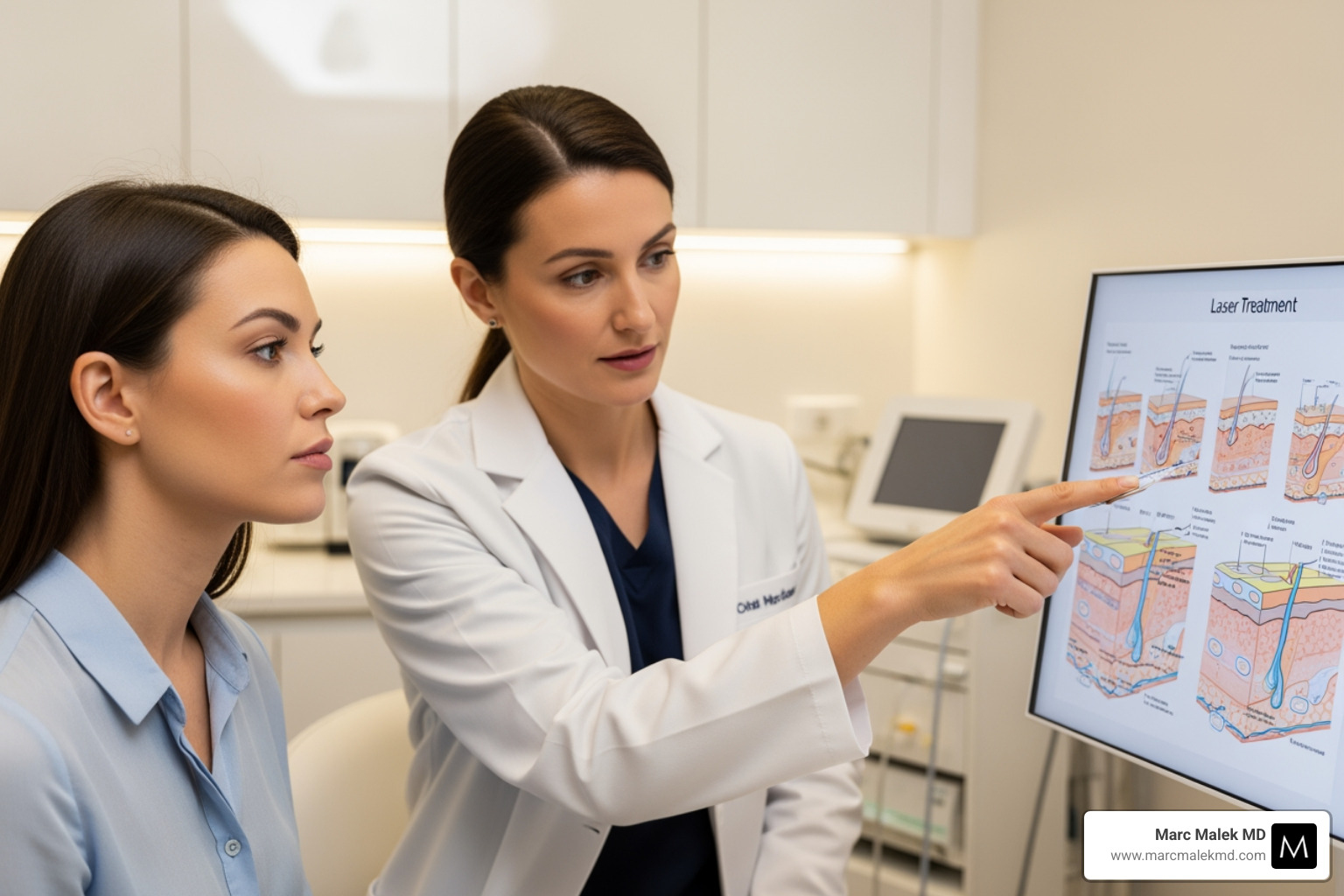 Patient receiving a professional skin consultation for laser treatment - how many pixel laser treatments do i need Patient receiving a professional skin consultation for laser treatment - how many pixel laser treatments do i need