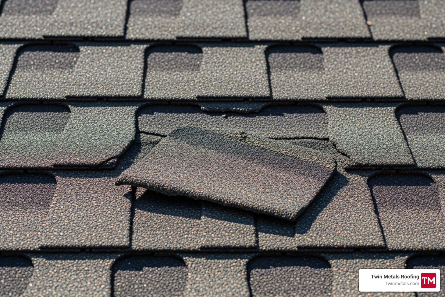 curling and cracked asphalt shingles showing signs of age - local roof replacement