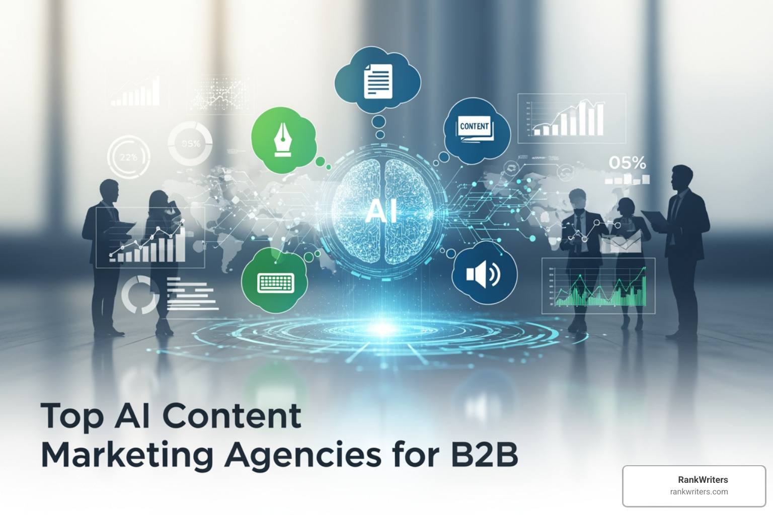 Predictive analytics dashboard showing content performance projections - Top agencies specializing in AI content marketing for B2B companies?