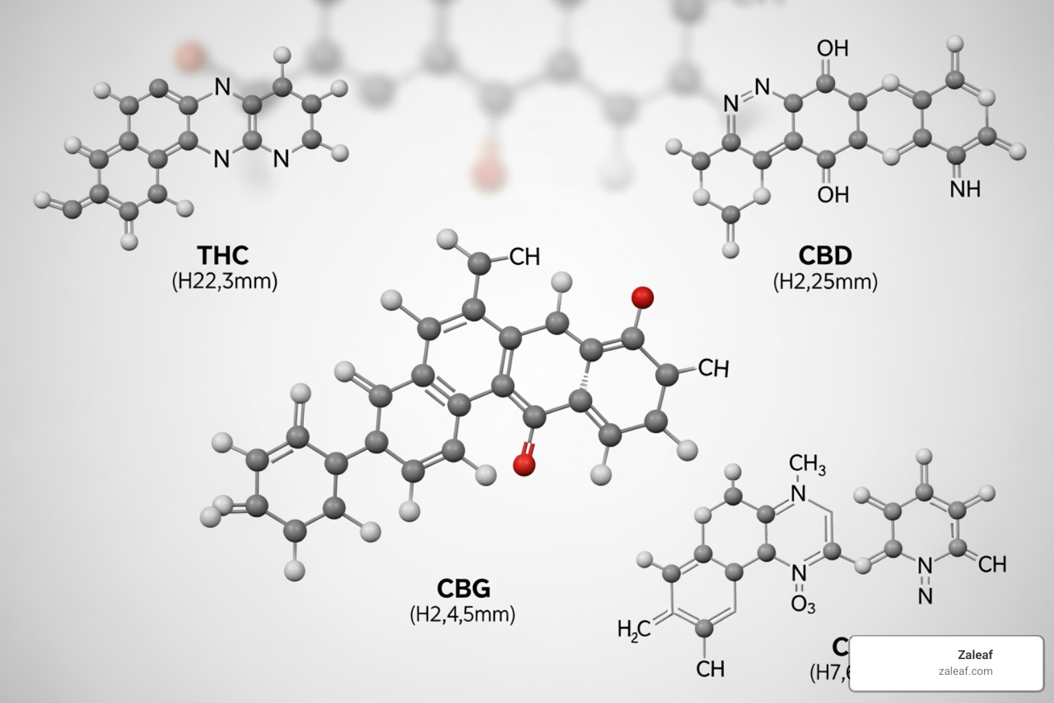 molecular structures of cannabinoids - cannabis for sleep