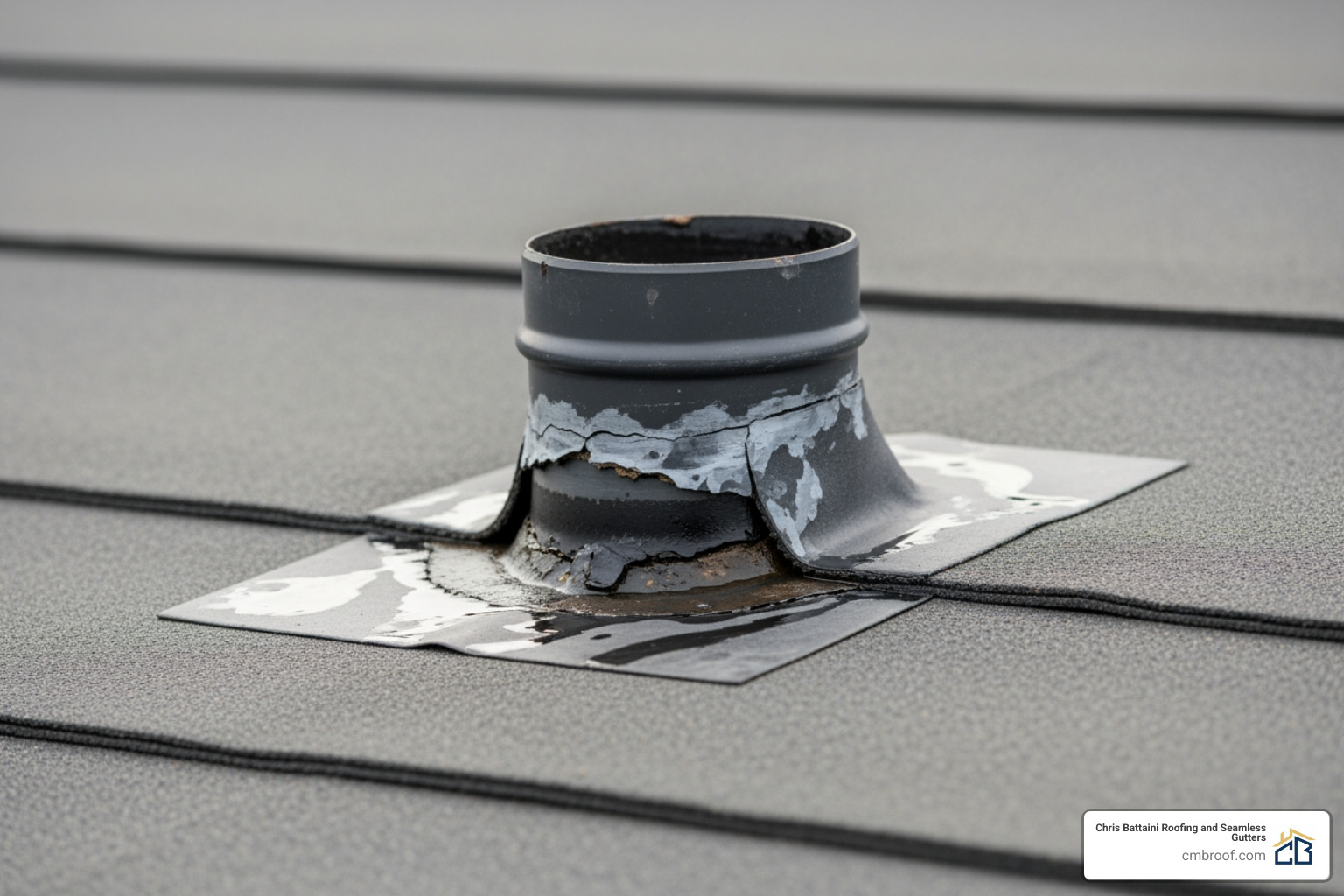 low slope roof flashing failure at a penetration point - low slope roof repair