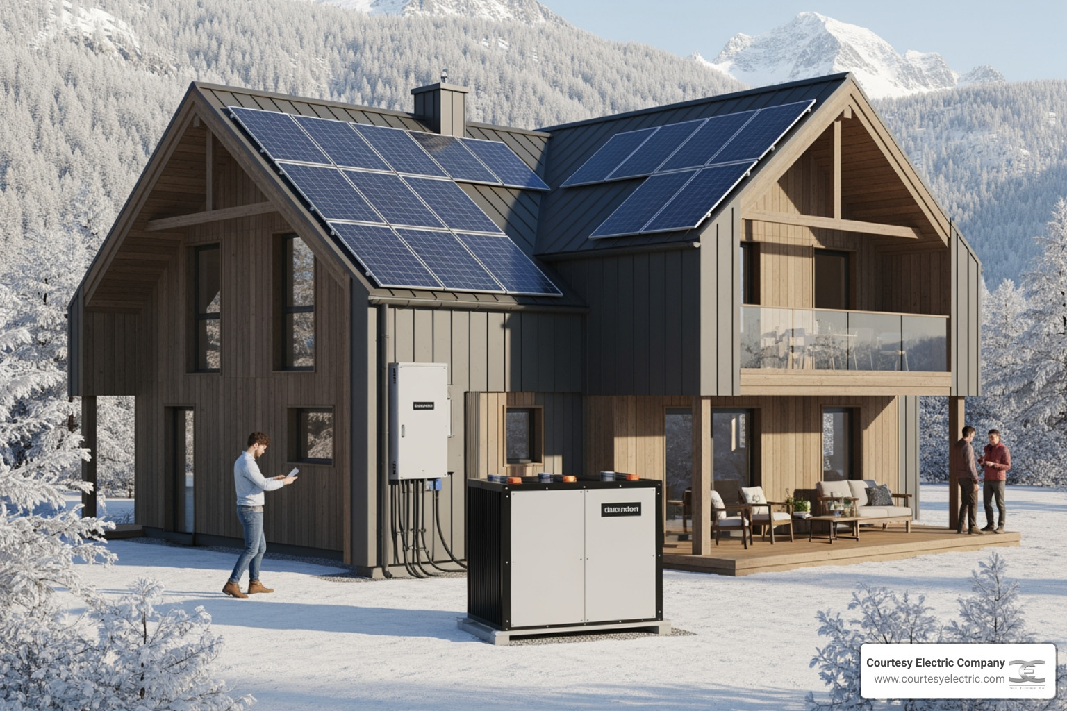 mountain home with solar panels and battery storage system - battery storage in fraser co