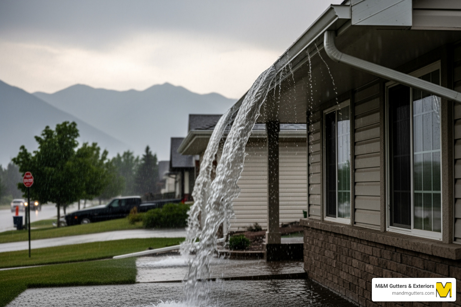 water overflowing from clogged gutters onto home foundation - Gutter guards Salt Lake City water overflowing from clogged gutters onto home foundation - Gutter guards Salt Lake City