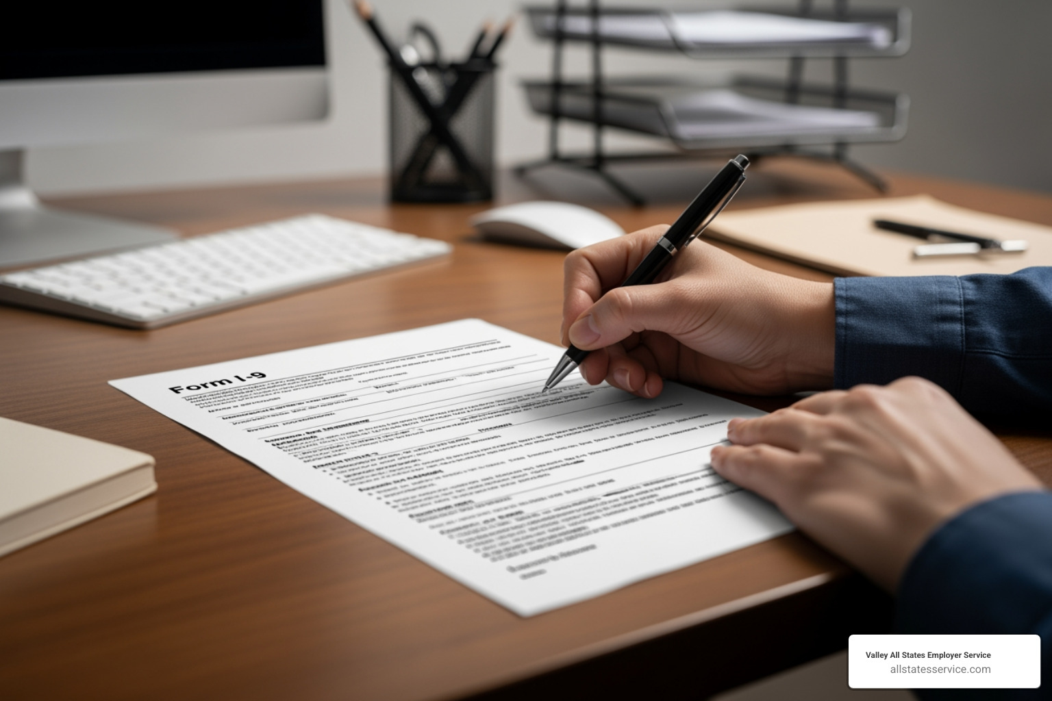 Official Form I-9 document on a desk being completed by an employee - employment i9 documents