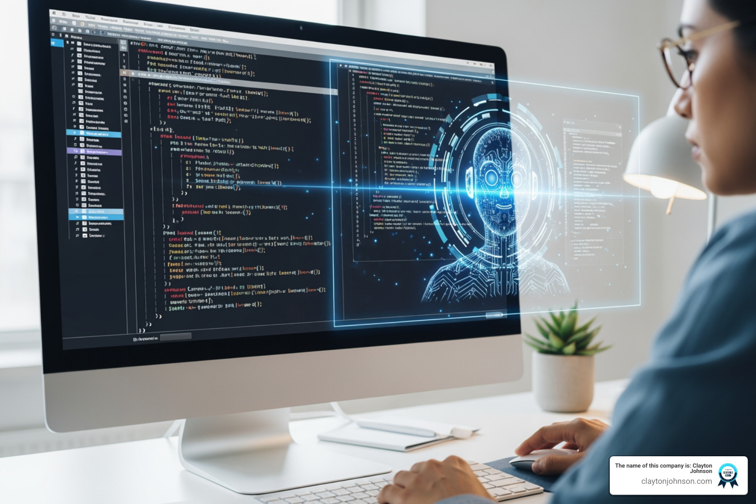 VS Code with AI side panel showing active code generation and a terminal agent running tests - ai code assistant VS Code with AI side panel showing active code generation and a terminal agent running tests - ai code assistant