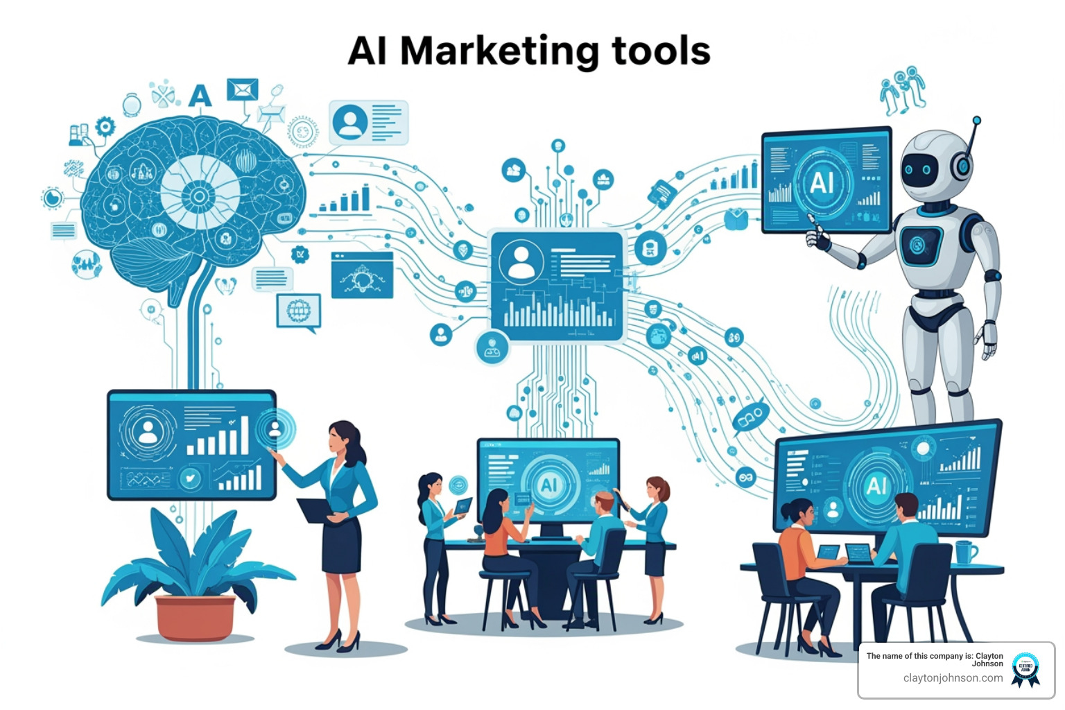 AI FAQ robot providing answers to common marketing questions - AI marketing tools