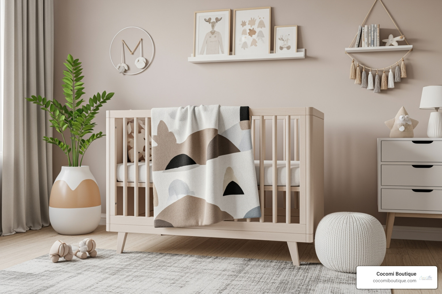 modern baby blanket in stylish nursery - Modern baby blanket