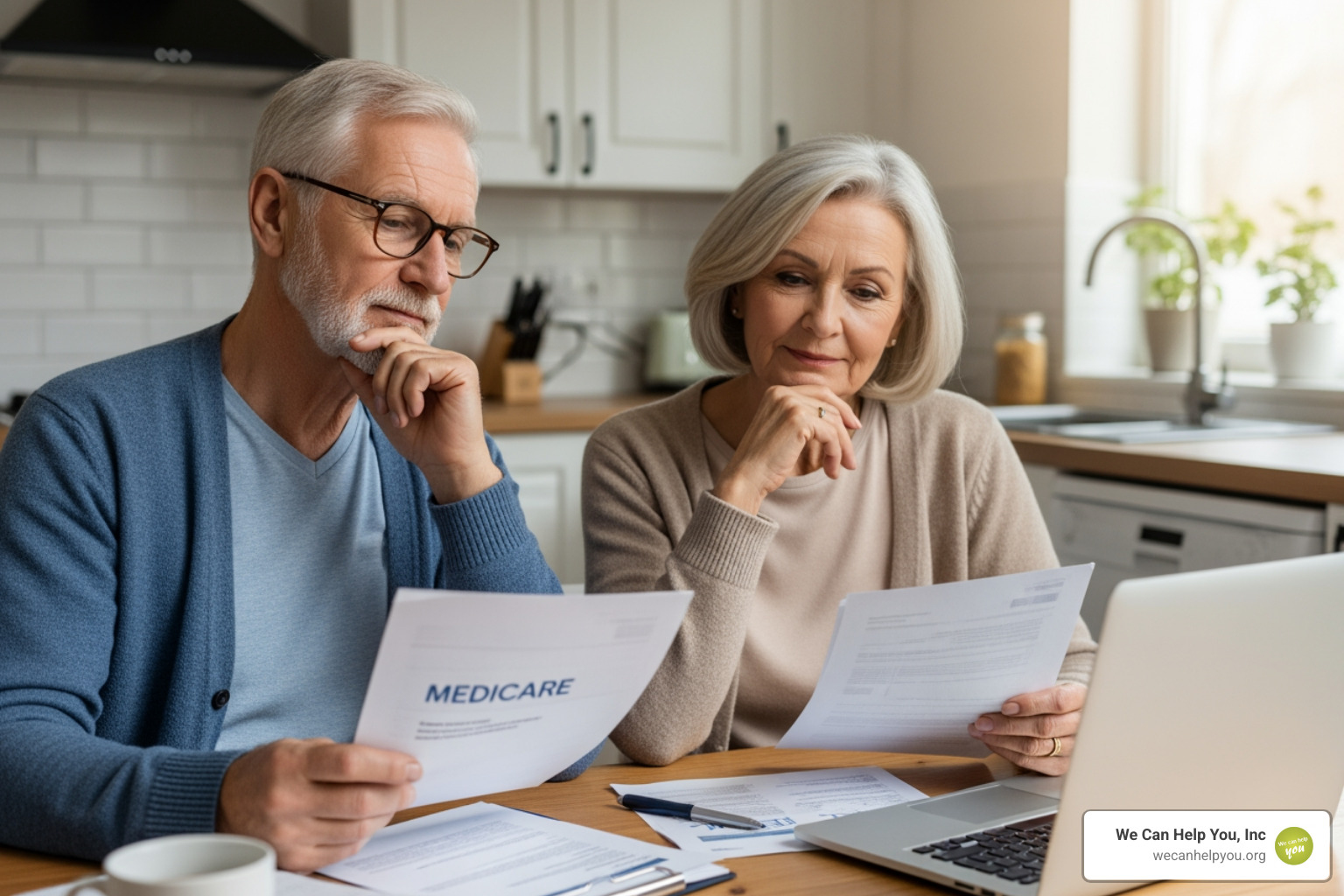 senior couple reviewing financial documents for Medicare 2026 - medicare premiums 2026