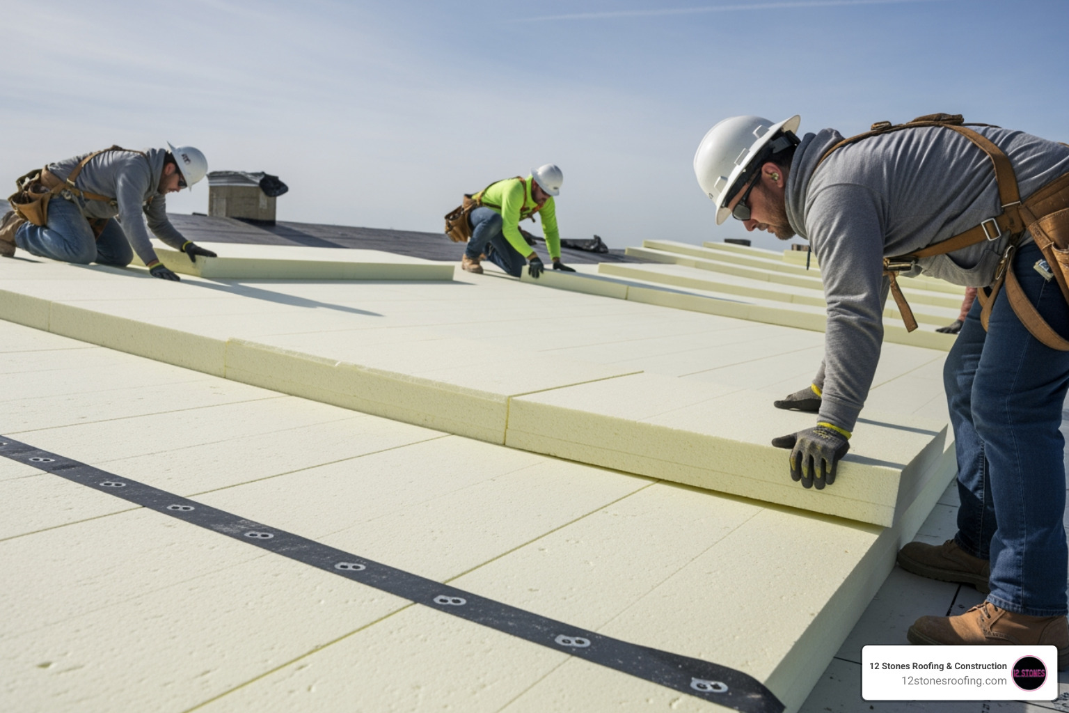 Polyiso insulation boards being installed - TPO roof installation cost Polyiso insulation boards being installed - TPO roof installation cost