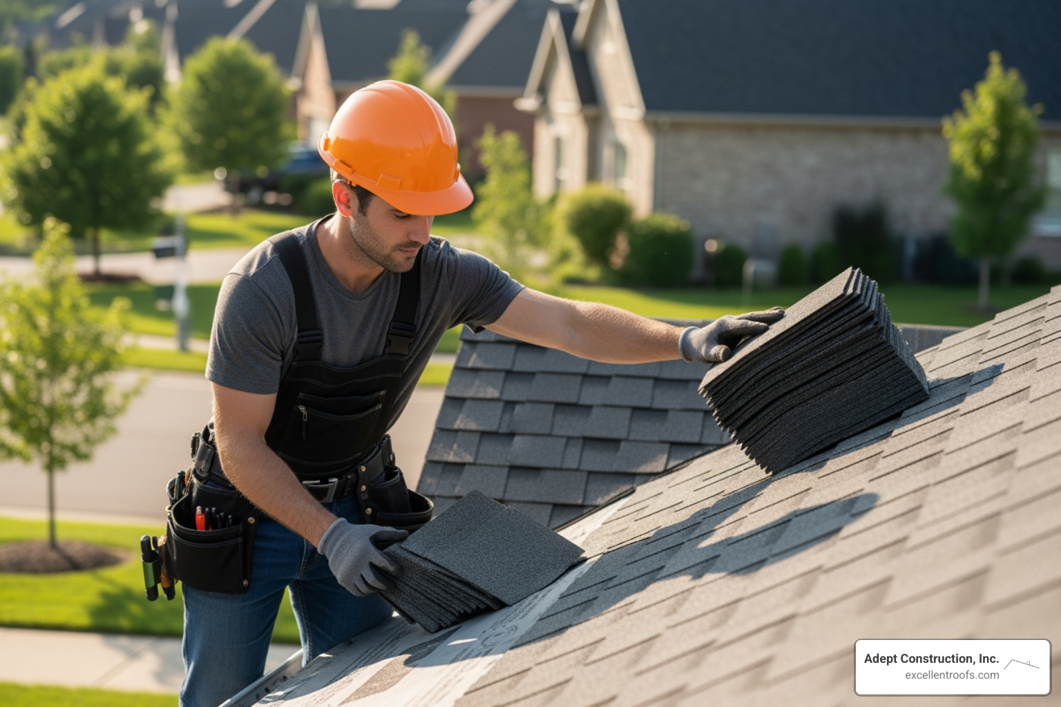 Contractor verifying roofing materials - Naperville roofing services Contractor verifying roofing materials - Naperville roofing services