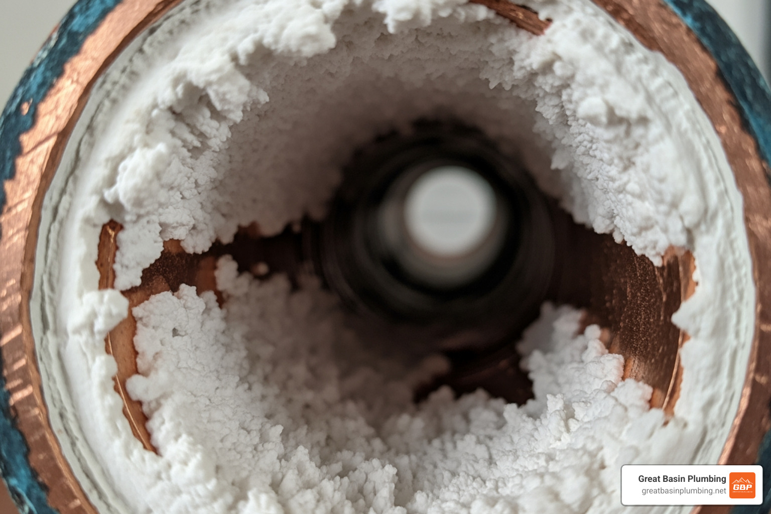 mineral buildup inside a copper pipe - plumber in ogden ut
