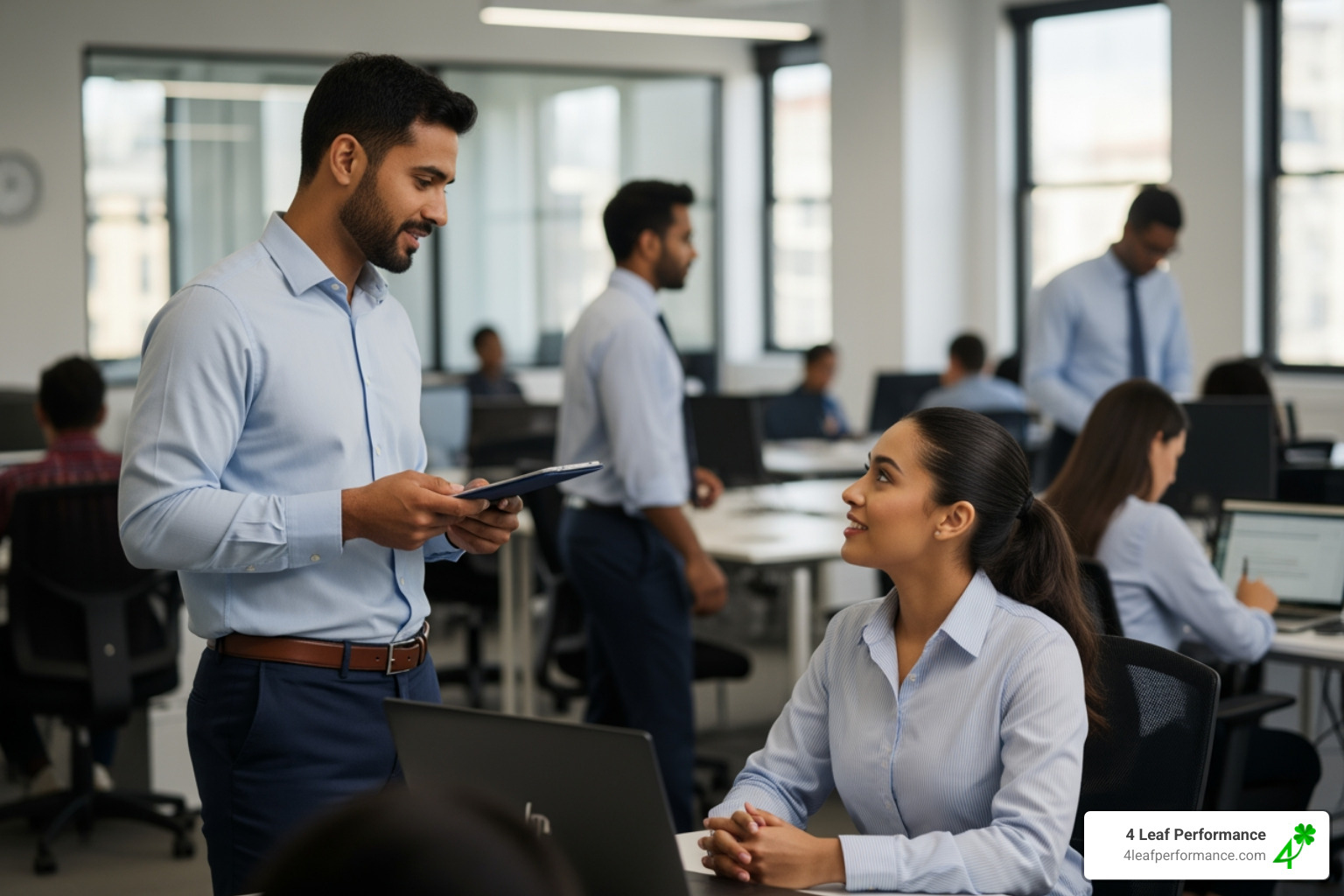leader listening to an employee - Purpose-driven teams leader listening to an employee - Purpose-driven teams