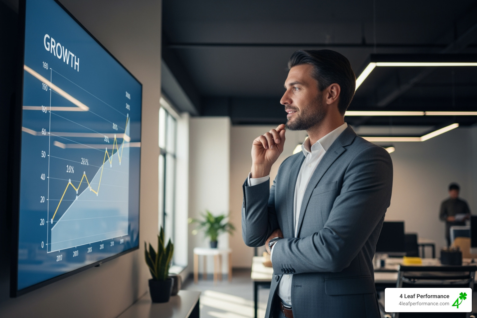 leader looking at growth chart - Effective team leadership