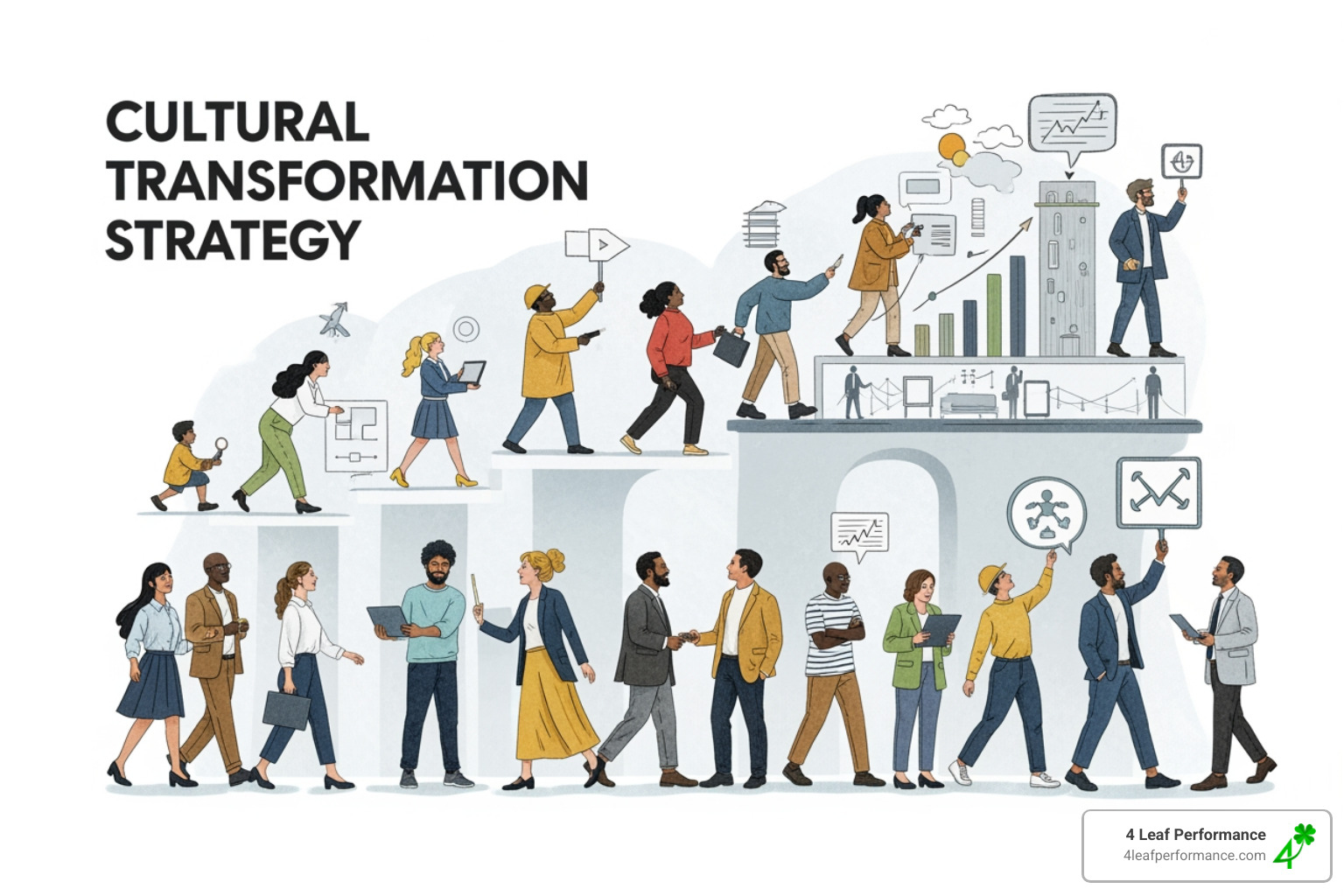 compass pointing toward success label - cultural transformation strategy