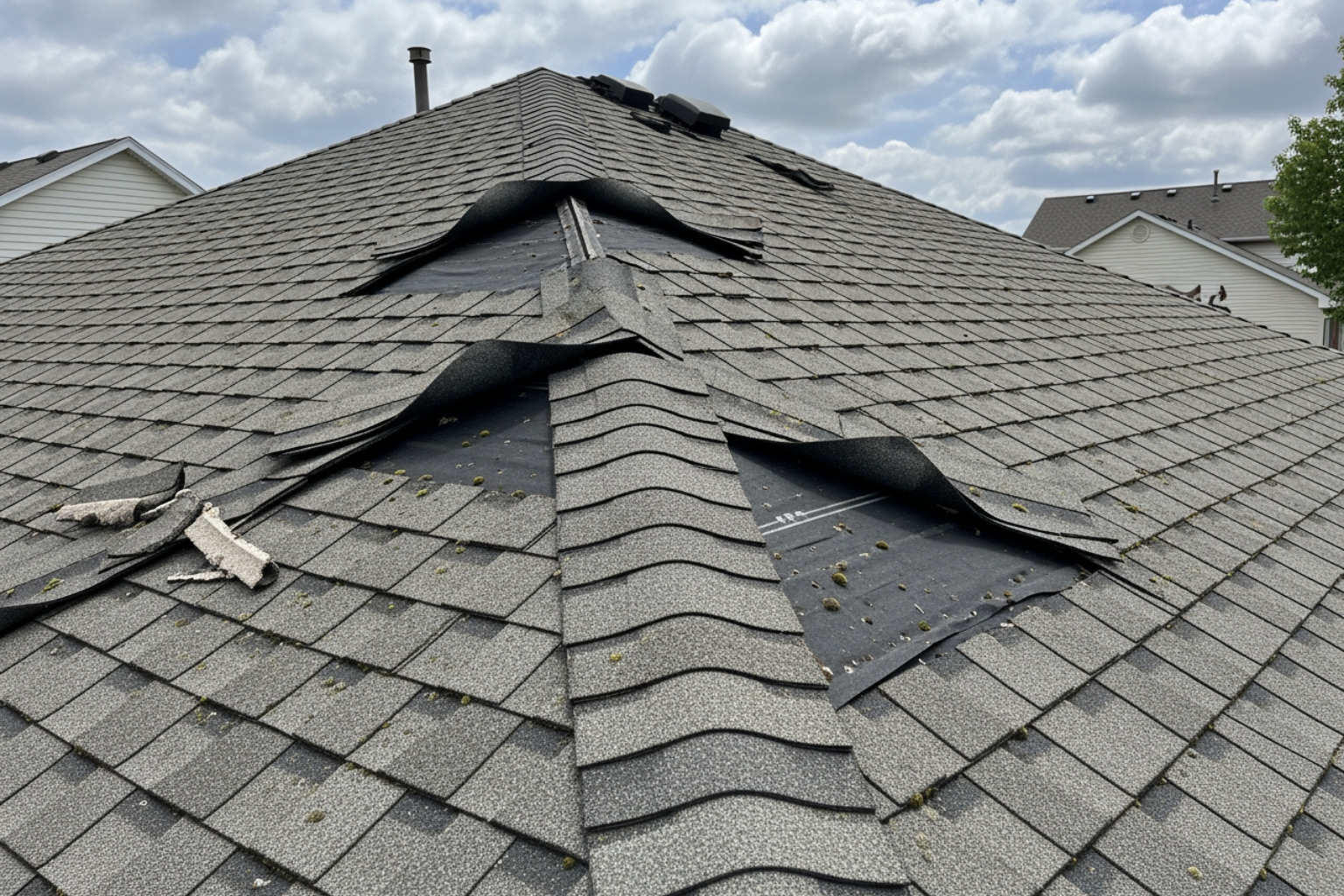 curling and missing asphalt shingles on a residential roof - re-roofing salt lake city curling and missing asphalt shingles on a residential roof - re-roofing salt lake city