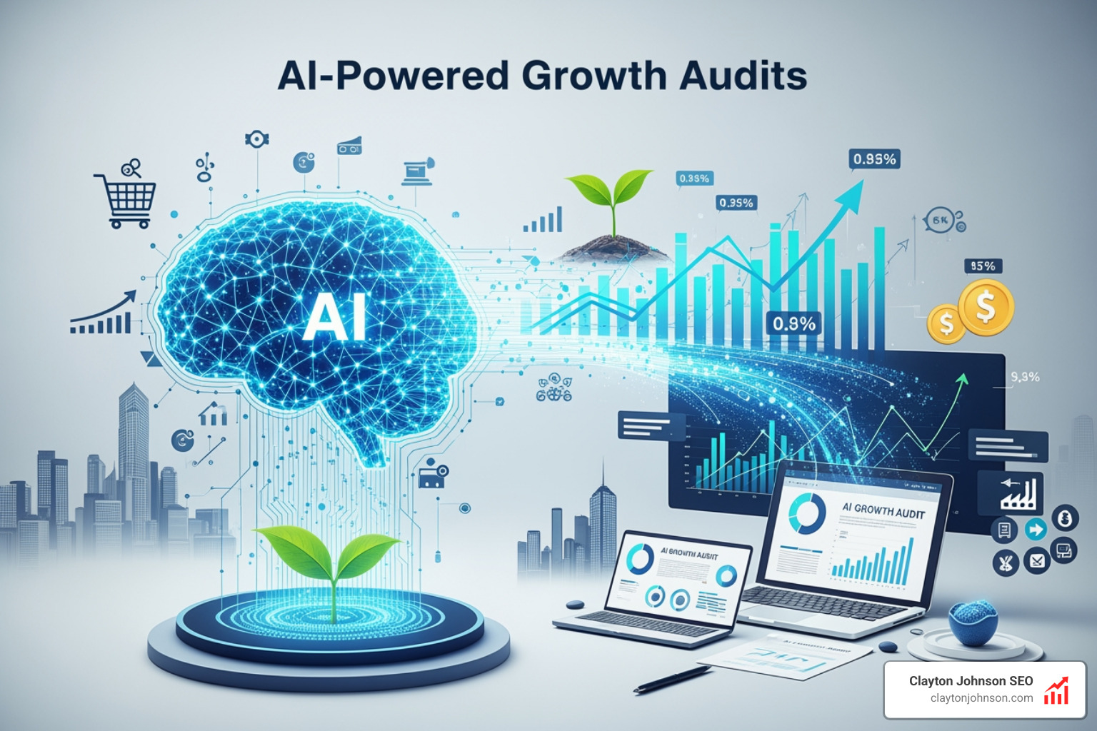 Dashboard showing real-time growth metrics: Conversion rate, AOV, and Marketing Readiness Score trending upward over a 90-day period after AI audit implementation - AI powered growth audits Dashboard showing real-time growth metrics: Conversion rate, AOV, and Marketing Readiness Score trending upward over a 90-day period after AI audit implementation - AI powered growth audits