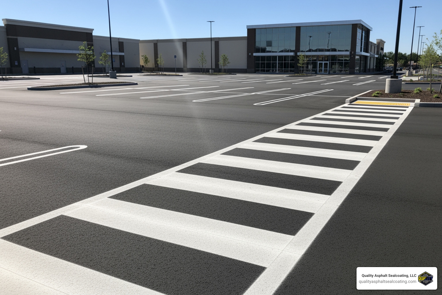 clear pedestrian crosswalks in a parking lot - parking lot line striping