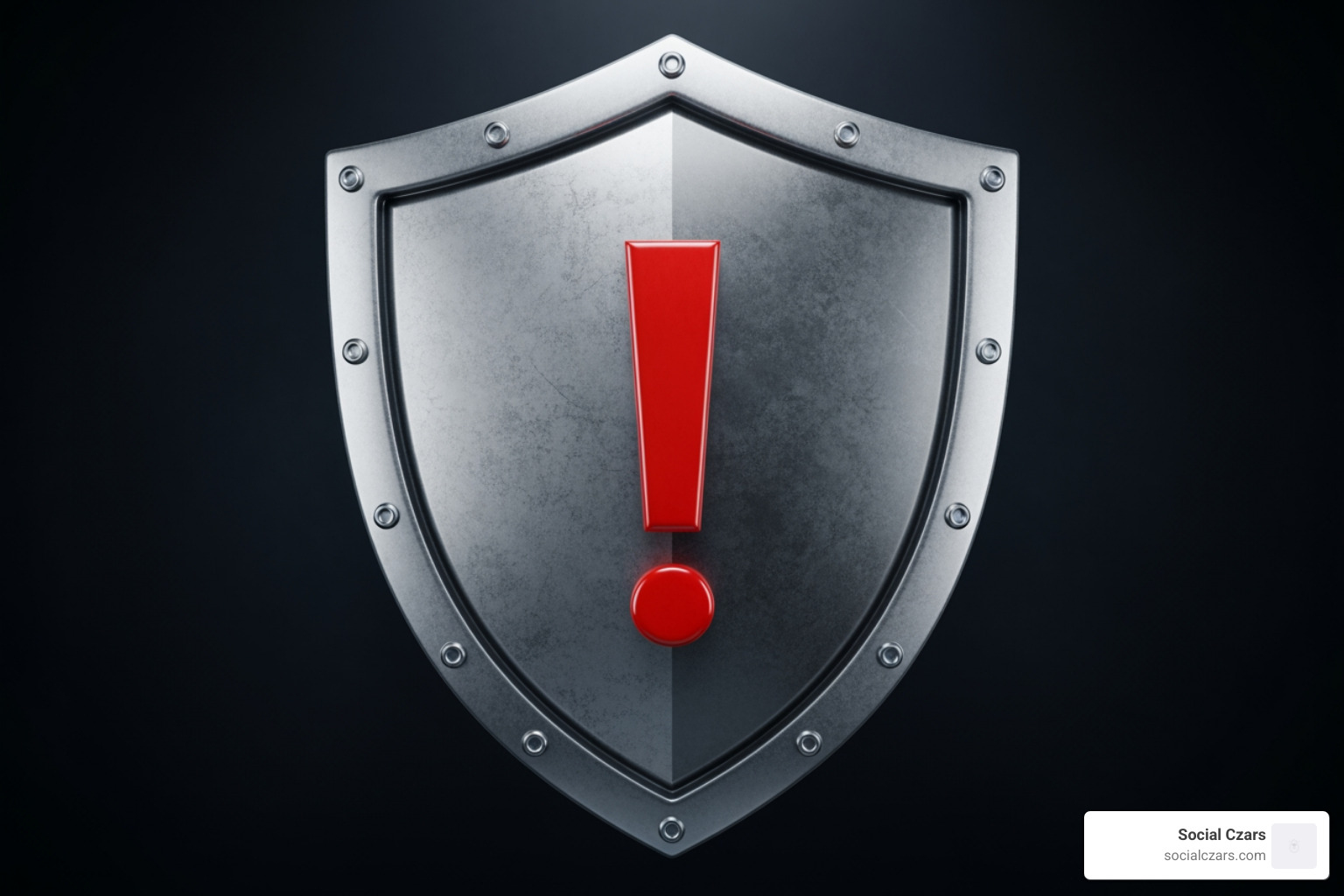 Digital security warning icon showing a shield with a red exclamation mark - Negative Review Removal