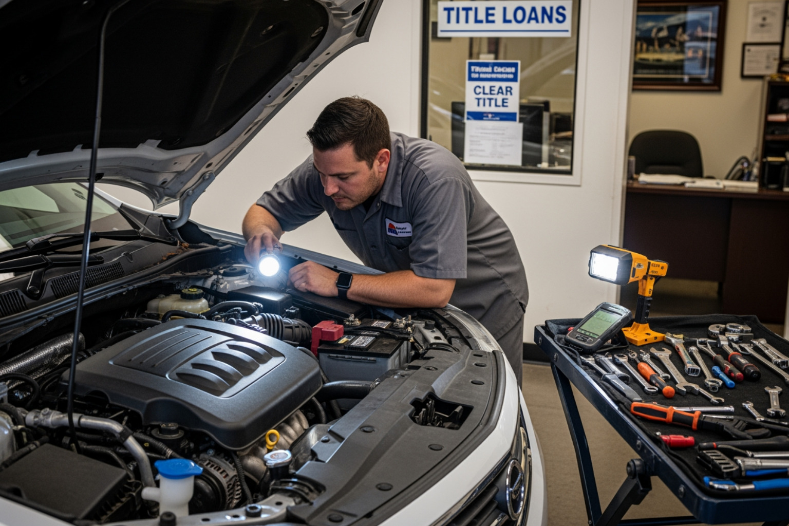 Vehicle engine and exterior inspection process - auto title loan Glendale Vehicle engine and exterior inspection process - auto title loan Glendale