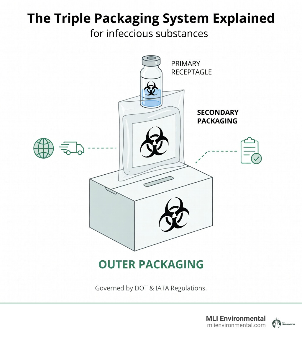 The triple packaging system explained - Infectious substance packaging infographic The triple packaging system explained - Infectious substance packaging infographic
