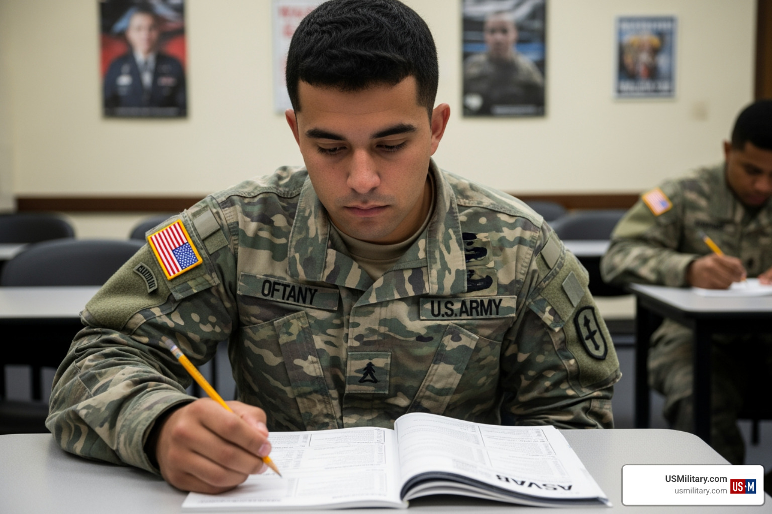 A soldier taking the ASVAB exam - Army Delta Force Selection Requirements A soldier taking the ASVAB exam - Army Delta Force Selection Requirements