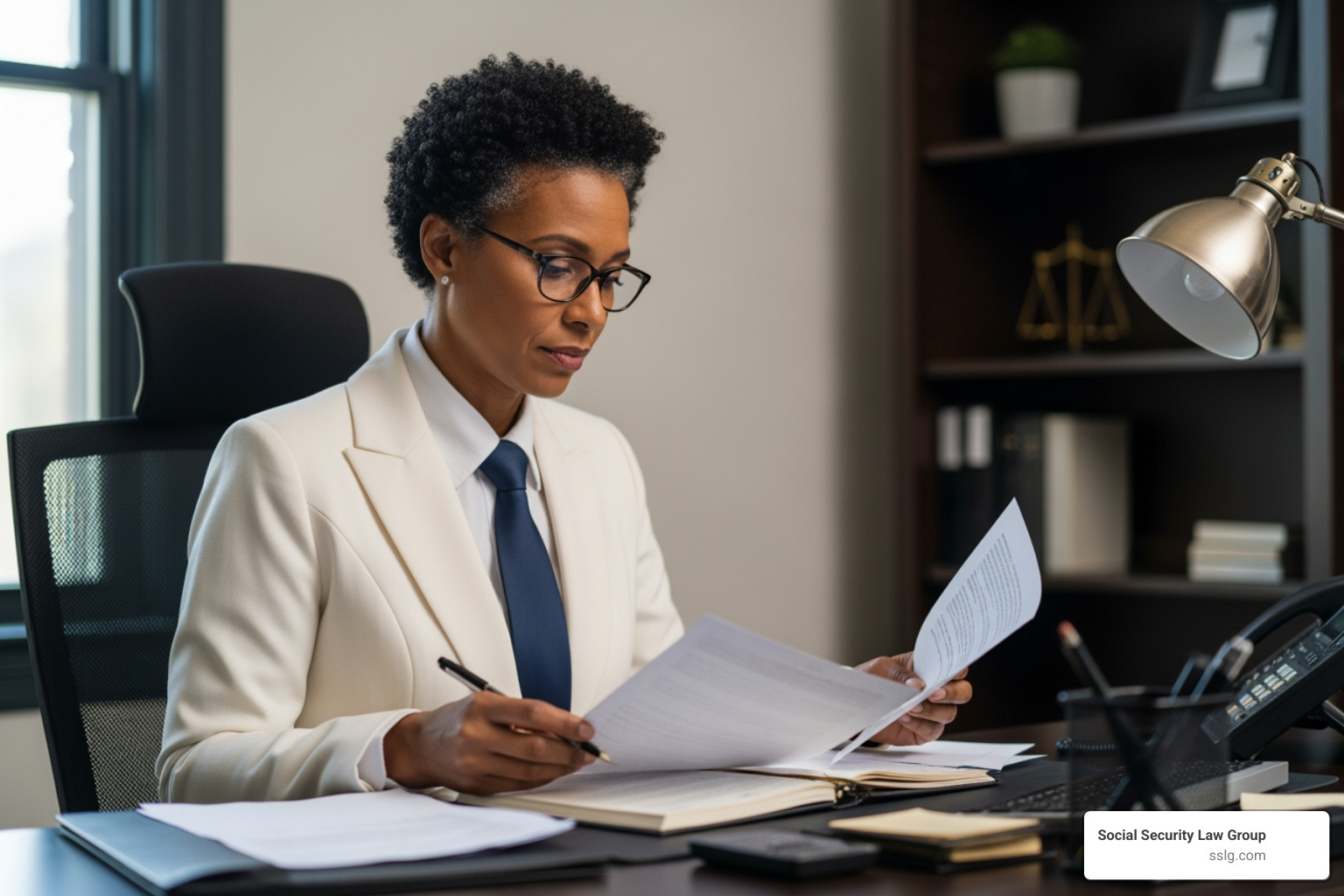 legal professional reviewing documents - disability attorney fees