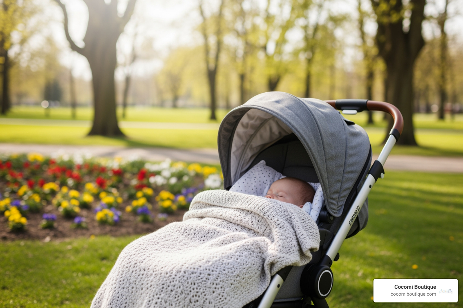 baby in a stroller with a knit blanket - cotton baby blankets baby in a stroller with a knit blanket - cotton baby blankets