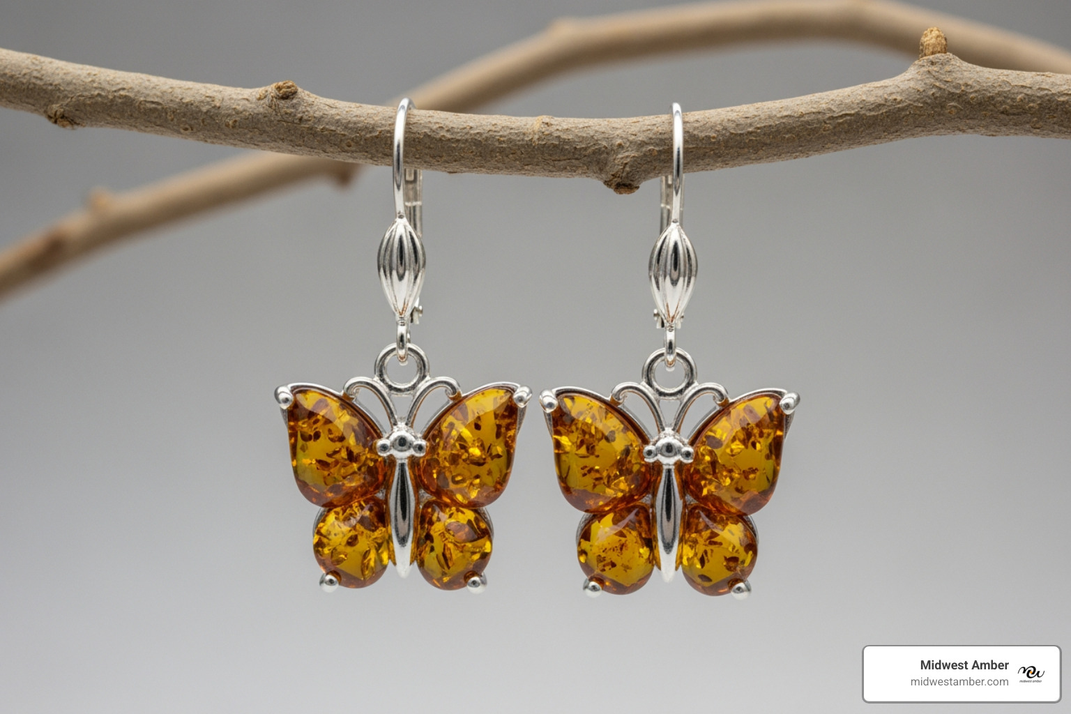 amber butterfly earrings