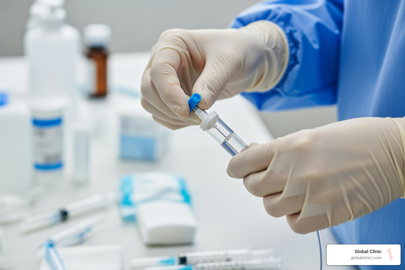 medical professional preparing IV - banana bags iv medical professional preparing IV - banana bags iv
