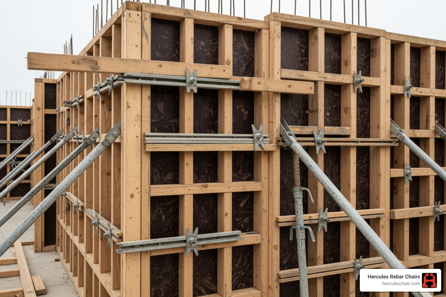 wall forms with ties and braces - Concrete form supports wall forms with ties and braces - Concrete form supports