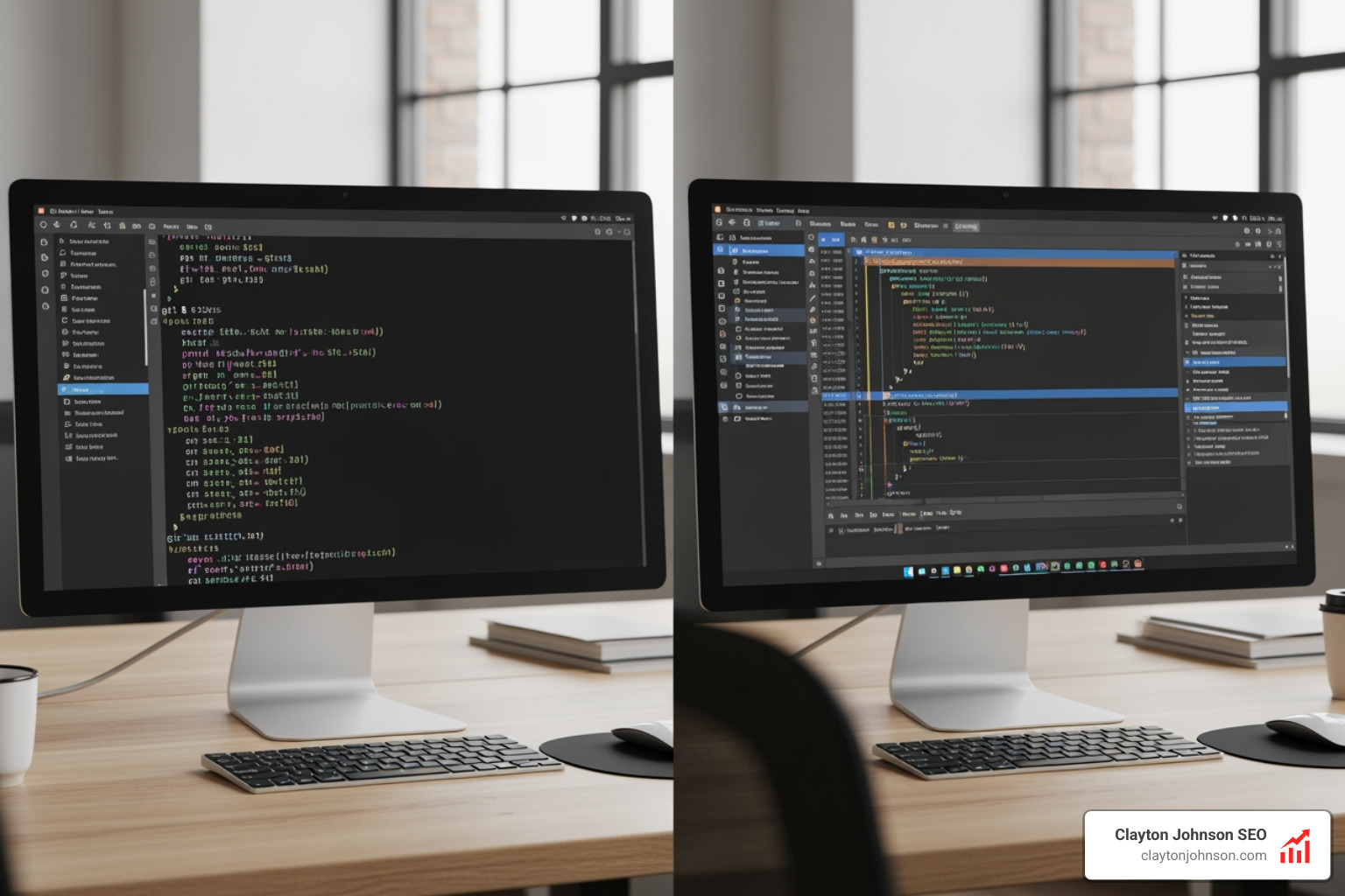 Comparing AI coding interfaces showing CLI vs IDE side by side - Claude coding tutorials