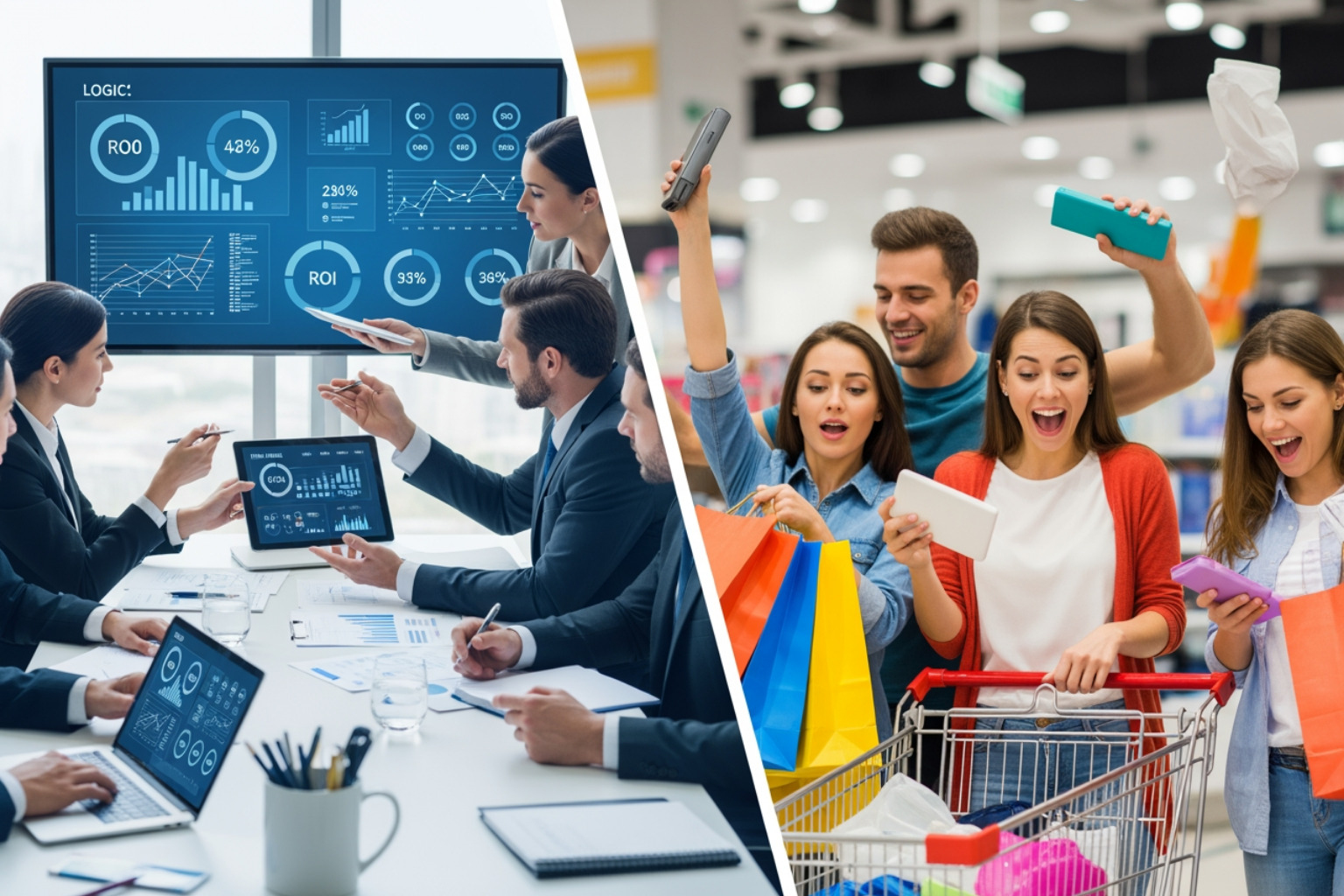 Comparison of B2B vs B2C content: B2B focusing on logic, long-term ROI, and multiple stakeholders; B2C focusing on emotion, quick sales, and individual desires - how to choose a content marketing agency for b2b