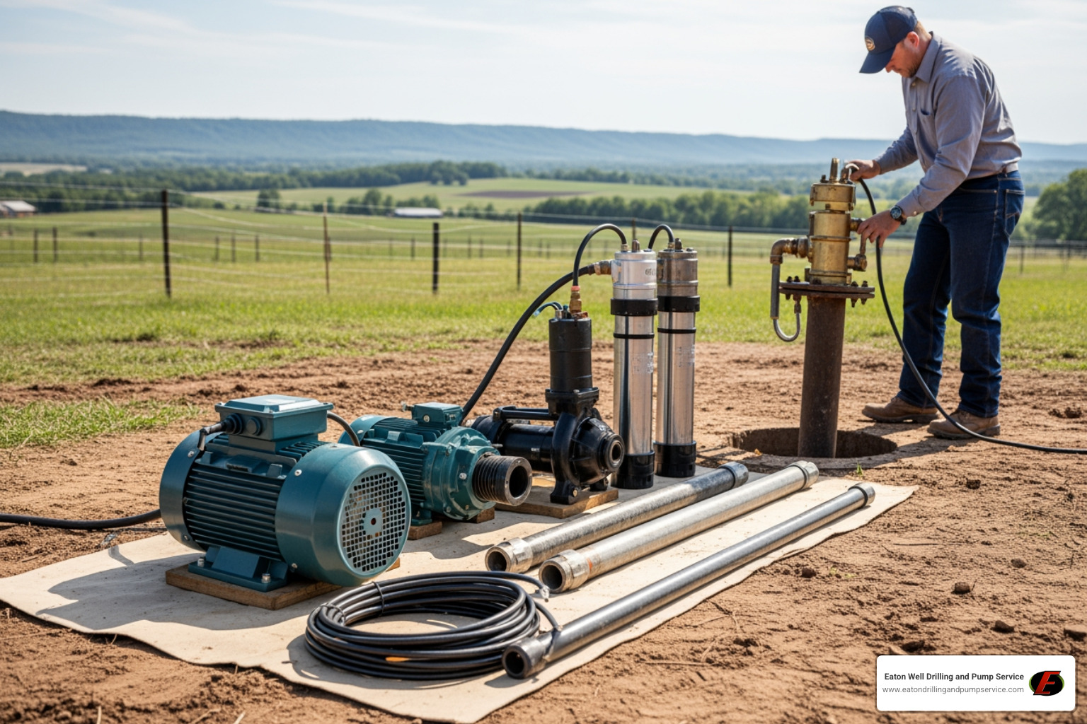 submersible well pump being prepared for installation - Well pump life expectancy