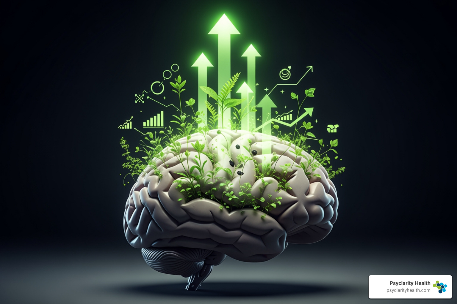 brain with growth symbols - Future planning skills