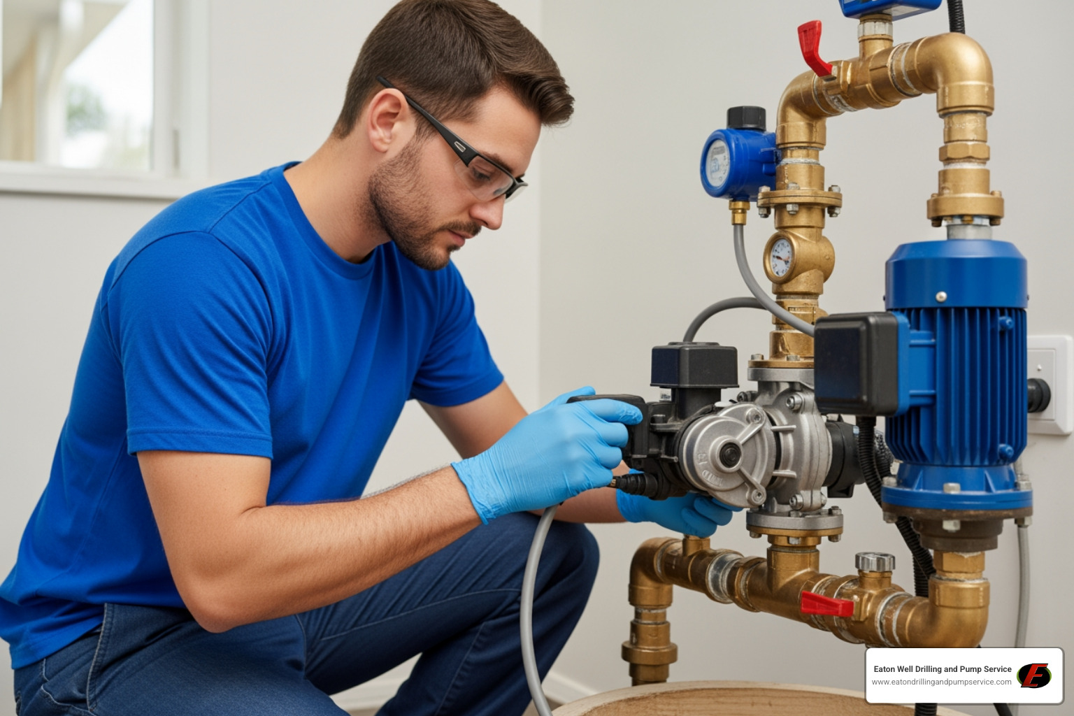technician servicing a well pump - constant pressure system repair technician servicing a well pump - constant pressure system repair