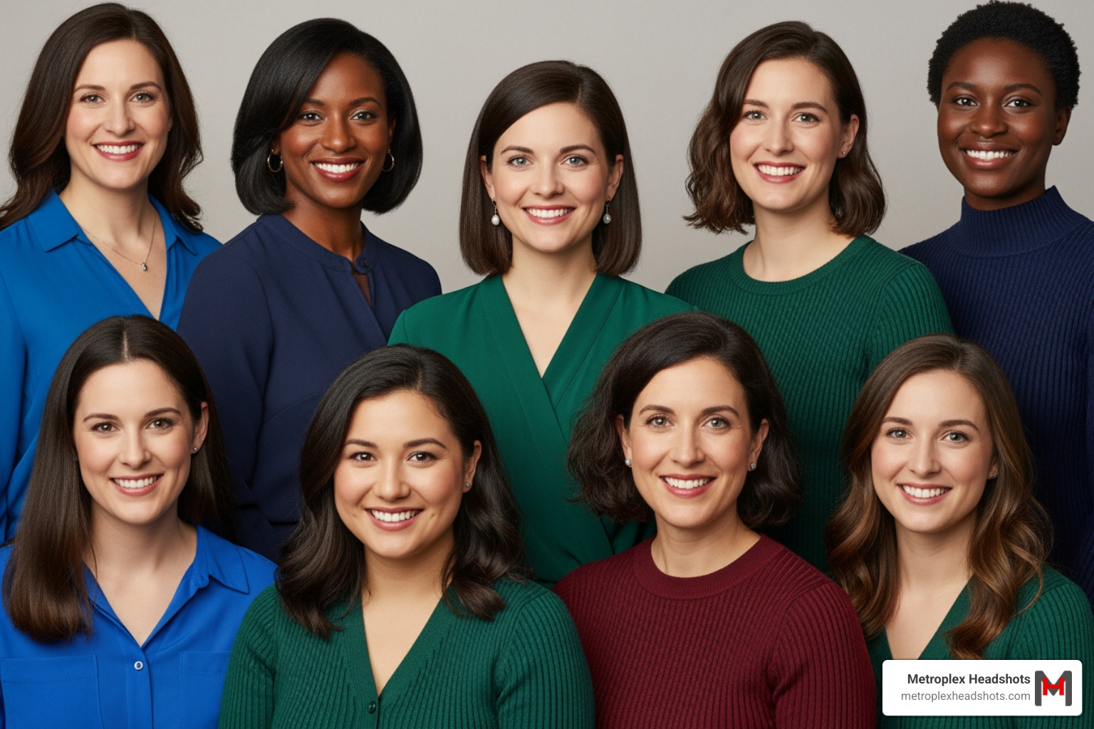 skin tone color swatches from fair to deep with corresponding warm and cool color recommendations - best colors for headshots female
