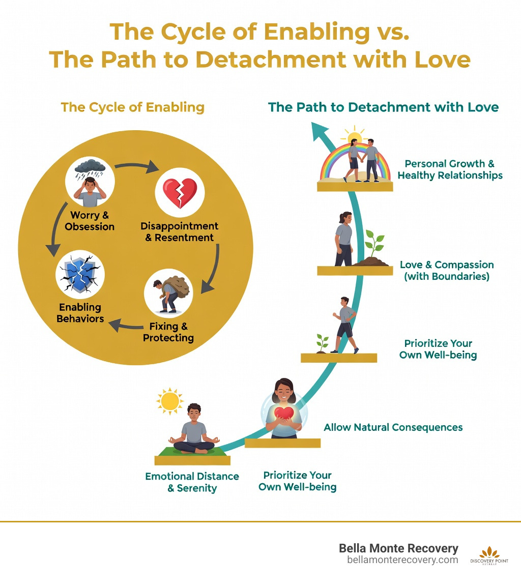 The Cycle of Enabling vs. Path to Detachment with Love - Detaching with love infographic 
